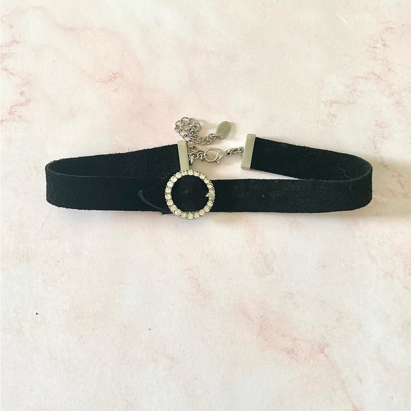 Zara Black Choker With Rhinestone Buckle - Picture 1 of 4